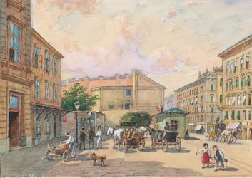 La linea di Burggassen a Vienna (angolo tra Kaiserstraße e Burggasse)