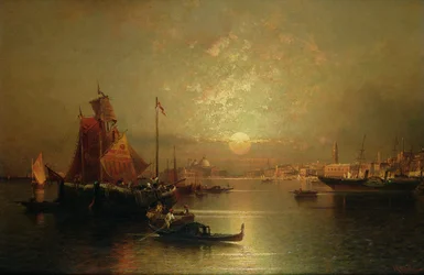 Navigazione sulla laguna, Venezia, al tramonto