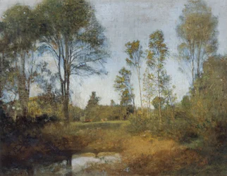 Paesaggio con carro di fieno
