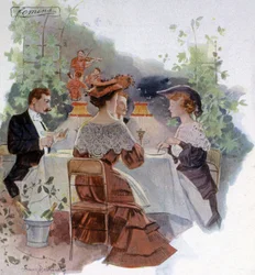 Cena in un ristorante nel Bois de Boulogne, c.1900