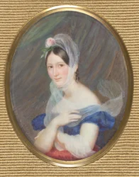 Ritratto di una giovane donna con una rosa nei capelli