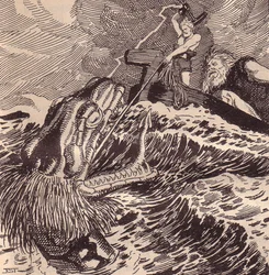 Thor e Hymir pescano. Illustrazione per L