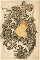 Cartiglio con putti, seconda metà del 1700
