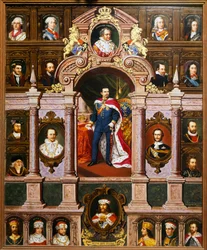 Pannello con ritratti dei re bavaresi della famiglia Wittelsbach