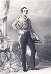 Ritratto di Alberto di Sassonia-Coburgo-Gotha, marito della regina Vittoria e principe consorte del Regno Unito, di Franz Xaver Winterhalter, stampa