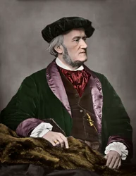 Ritratto di Richard Wagner (1813-1883), compositore tedesco. 1871. Colorazione digitale.