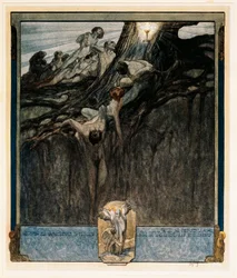 Austria, Vienna, Illustrazione della Divina Commedia di Dante Alighieri (Paradiso, Canto IV) di Franz von Bayros
