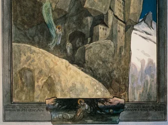 Austria, Vienna, Illustrazione della Divina Commedia di Dante Alighieri (Paradiso, Canto XXI) di Franz von Bayros (dettaglio)