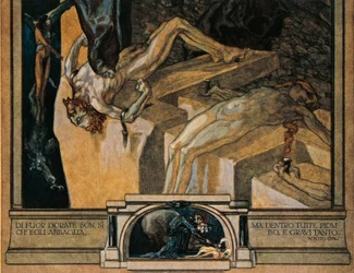 Austria, Vienna, Illustrazione della Divina Commedia di Dante Alighieri (Inferno, Canto XXII) di Franz von Bayros, (dettaglio)