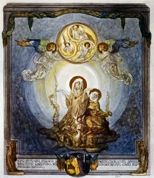 La fede è sostanza delle cose che speriamo, e prova di quelle che non si vedono, e questo mi appare la sua quiddità, canto XXIV, Paradiso, Divina Commedia di Dante Alighieri, illustrazione di Franz von Bayros, Vienna
