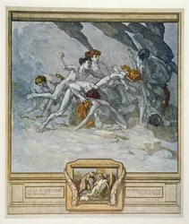 Illustrazione dalla „Divina Commedia“ di Dante, Inferno, canto XXX: 22, 1921