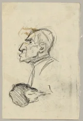 Studio di ritratto di un cardinale, verso: Mulo visto di schiena (?)