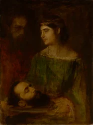 Figlia di Erodiade con la testa di Giovanni; mezzo busto in piedi