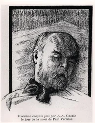 Schizzo di Paul Verlaine sul letto di morte, da 