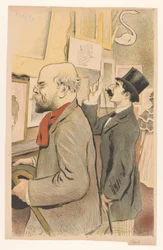 Verlaine e un uomo sconosciuto guardano stampe
