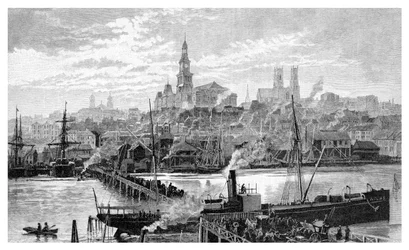 Darling Harbour, da Pyrmont, Sydney, Nuovo Galles del Sud, Australia, 1886