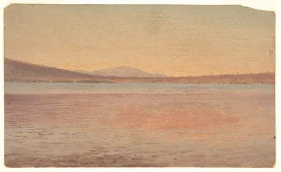 Vista lontana dei monti Katahdin e Traveller dal lago Millinocket