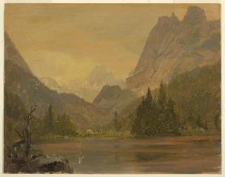 Disegno, Lago alpino, Baviera o Svizzera, 1868