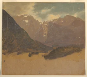 Disegno, Paesaggio alpino (Baviera o Svizzera), 1868
