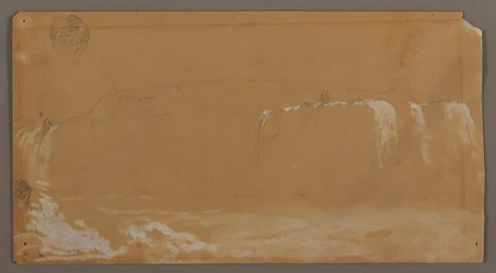 Disegno, Cascate Americane, Isola delle Capre e parte delle Cascate a Ferro di Cavallo, viste dalla sponda canadese del fiume Niagara, forse 1858