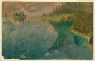 Disegno, Lago di Apline, Baviera o Svizzera, 1868