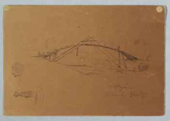 Disegno, Ponte di bambù a Buga, Colombia e Ragazza che porta un vaso, Cartago, Colombia, luglio 1853