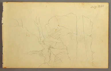 Disegno, massi tra gli alberi, 1844
