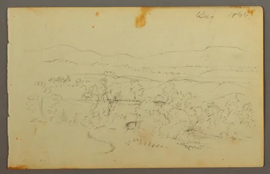Disegno, ampia valle con fattorie, 1844