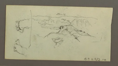 Disegno, Stuidi di cammello, cespuglio di alberi e valle, forse 1868