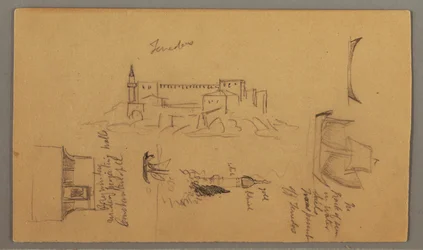 Disegno, Castello, Minareto, Velieri, Casa, maggio 1868