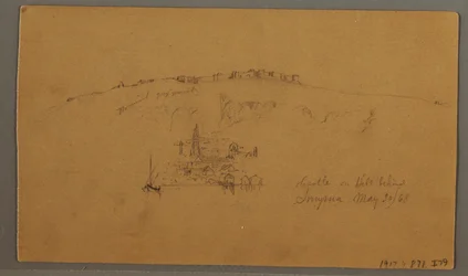 Disegno, Castello, Minareto, Velieri, Casa, maggio 1868