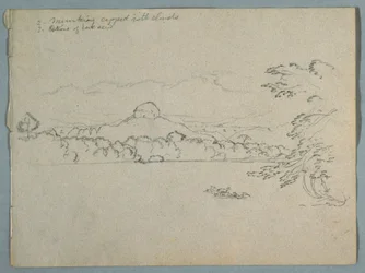Disegno, Paesaggio montano sudamericano coperto di nuvole visto accanto a una baia, parte 1, 1853, probabilmente maggio