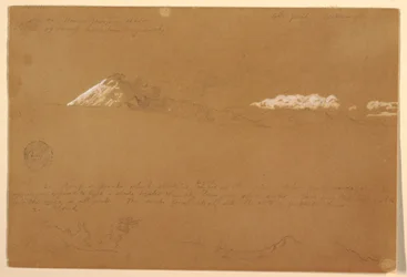 Disegno, Cotapaxi, mattina, dal Tempio del Sole, Quito, Ecuador, 24 giugno 1857
