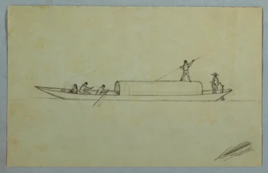 Disegno, canoa coperta, probabilmente sudamericana, 1853 o 1857