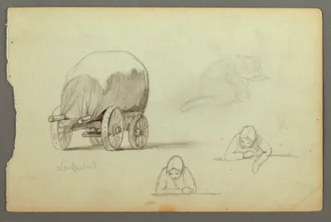 Disegno, Carro coperto, tre studi di donna, forse 1868