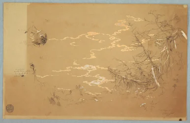 Disegno, vista dettagliata del bordo della banca canadese, agosto 1858
