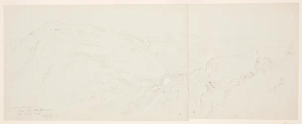 Disegno, veduta distante di Damasco, Siria, 7 maggio 1868