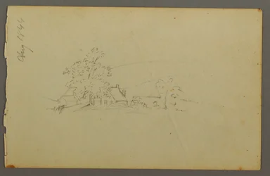 Disegno, edifici agricoli lontani, 1844