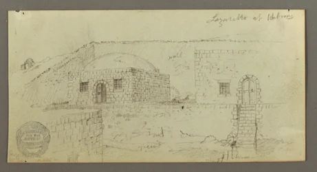 Disegno, casa a cupola, casa con scala, febbraio forse 1868