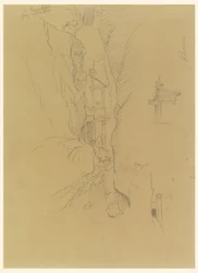 Disegno, El Khasneh dal Sik, Petra, fine febbraio 1868