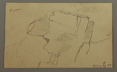 Disegno, Valle di El Yemen, Arabia:  Parete rocciosa, 20 febbraio 1868