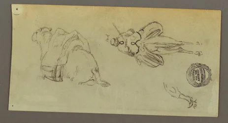 Disegno, Figura che cavalca un cammello, cammello seduto, forse 1868