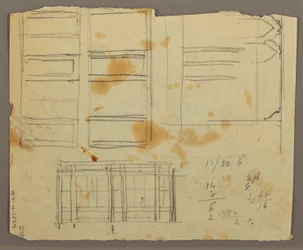 Disegno, schizzi di figure; verso: libreria, 1853