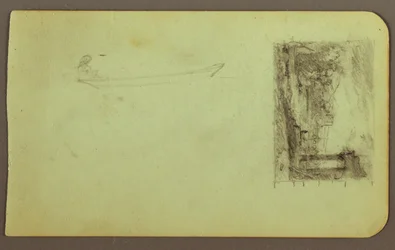 Disegno, Figura in barca, schizzo di un dipinto; verso: iscrizioni, dicembre 1883