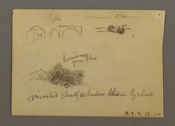 Disegno, Figure e una torre di segnalazione, Egitto, forse 1868