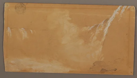 Disegno, la parte maggiore delle cascate a ferro di cavallo, viste dal lato candiano del fiume Niagara, forse 1858