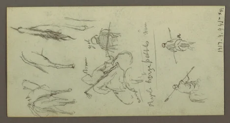 Disegno, cumulo di pietre, pianura e montagne, Sole, 19 febbraio 1868