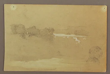 Disegno, Hennequin Point e le cascate americane, fiume Niagara, forse 1856