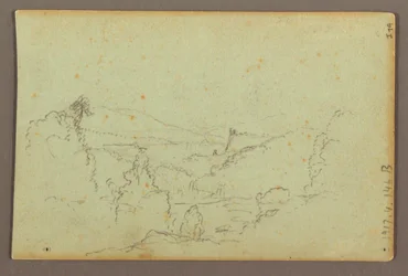 Disegno, Hennequin Point e le cascate americane, fiume Niagara, forse 1856