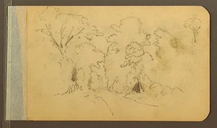 Disegno, Colline e catene montuose; verso: Strada nel bosco, 1889